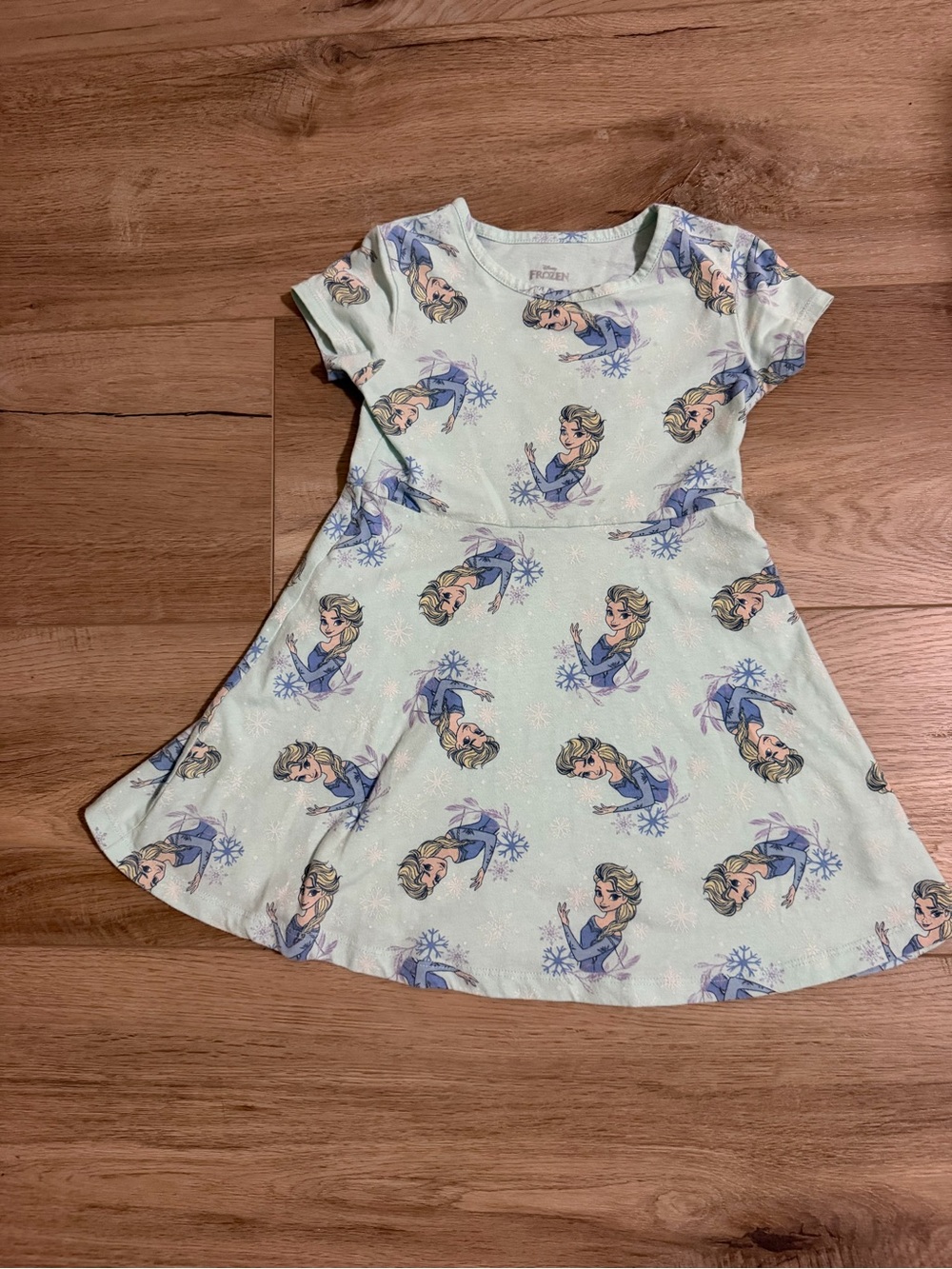 Disney Girls Mint Green Elsa Print Twirl Dress